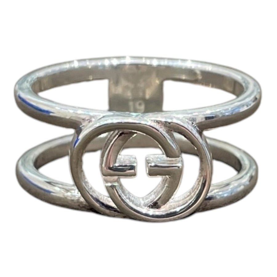 GUCCI 古馳 298036 INTERLOCKING G 戒指 925純銀 #19