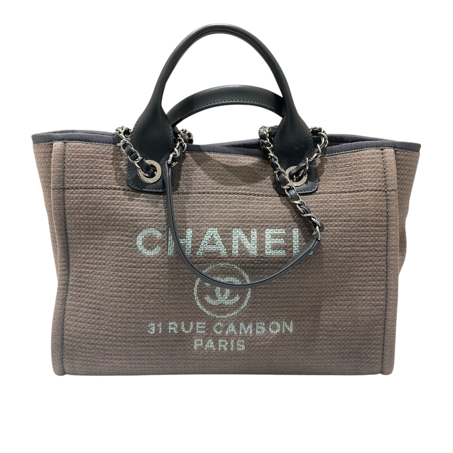 CHANEL 香奈兒 AS3257 DEAUVILLE TOTE 托特海灘包 帆布 灰紫色 銀釦