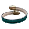 BVLGARI 寶格麗 SERPENTI FOREVER 雙頭琺瑯手環 皮革 祖母綠色