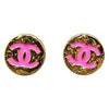 CHANEL 香奈兒 粉色LOGO針式耳環 合金 粉色 金釦