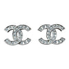 CHANEL 香奈兒 雙C水鑽針式耳環 合金 銀釦