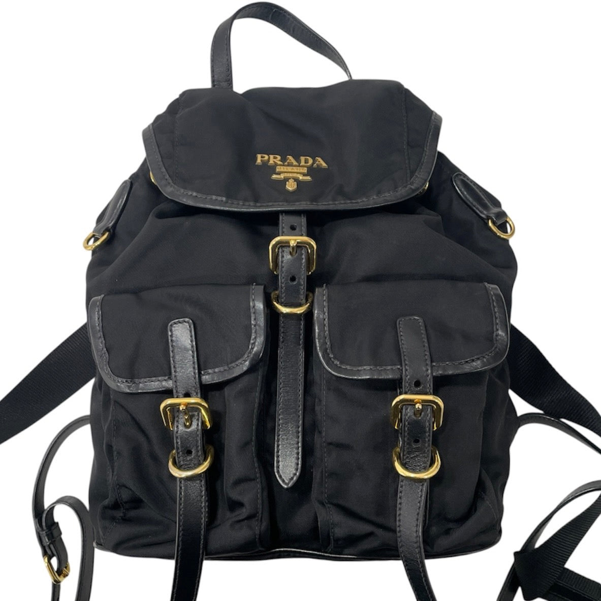 PRADA 普拉達 1BZ677 後背包 尼龍 黑色 金釦