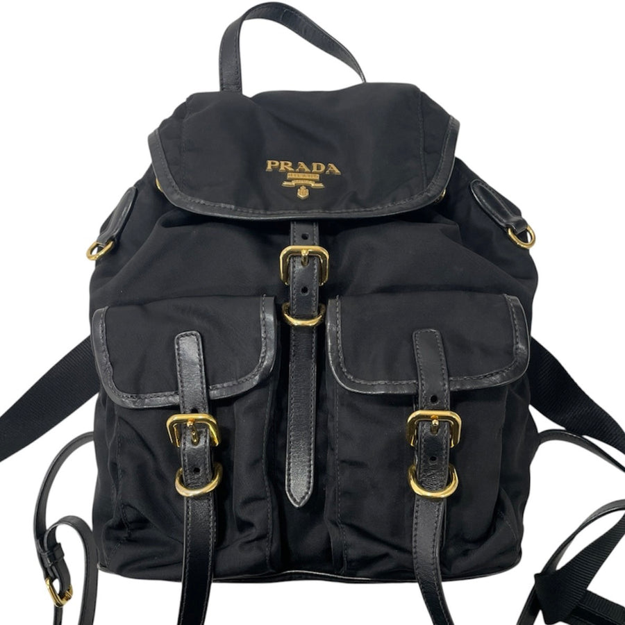PRADA 普拉達 1BZ677 後背包 尼龍 黑色 金釦