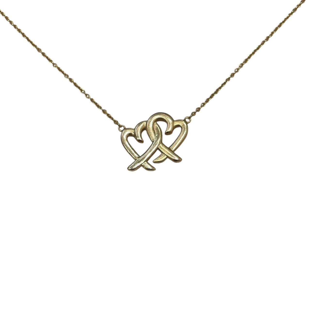TIFFANY&CO. 蒂芙尼 緞帶雙心項鍊 K18YG