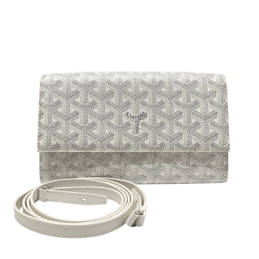 GOYARD 高雅德 VAREN3MMLTY50CL50P VARENNE CONTINENTAL WALLET WOC 隨身包 PVC 帆布 白色 銀釦