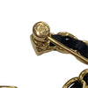 CHANEL 香奈兒 CC LOGO 經典雙C 黑色皮革穿鍊 金色胸針