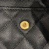 CHANEL 香奈兒 翻蓋卡片錢包 荔枝牛皮 黑色 金釦