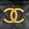 CHANEL 香奈兒 翻蓋卡片錢包 荔枝牛皮 黑色 金釦