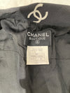 CHANEL 香奈兒 蝴蝶花紋長洋裝 絲綢混紡 黑色