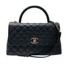 CHANEL 香奈兒 A92991 COCO HANDLE 中款手把口蓋包 粒紋小牛皮 黑色 淺金釦