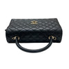 CHANEL 香奈兒 A92991 COCO HANDLE 中款手把口蓋包 粒紋小牛皮 黑色 淺金釦