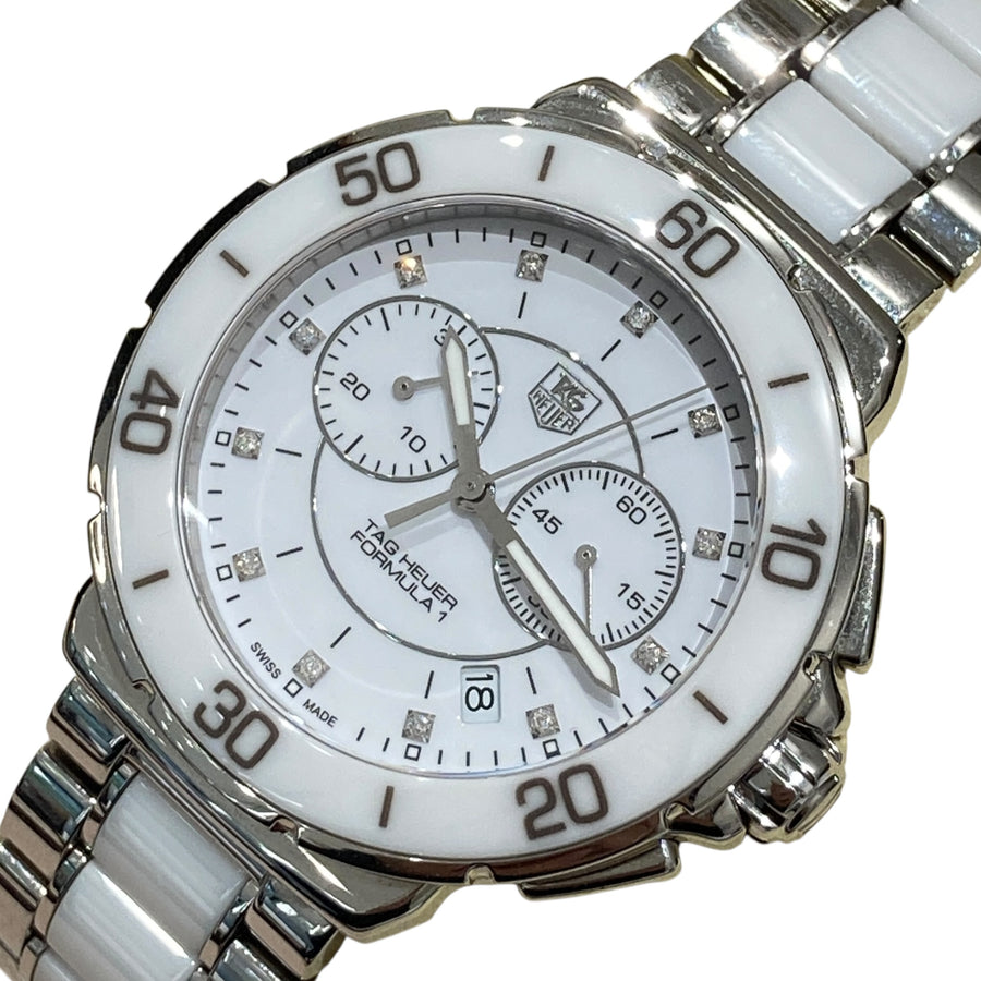 TAGHEUER 泰格豪雅 HEUER FORMULA 1 (F1系列) 鑽石計時腕錶 CAH1211.BA0863 白陶瓷 不鏽鋼