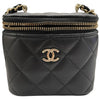 CHANEL 香奈兒 迷你金球化妝箱 羊皮 黑色 金釦