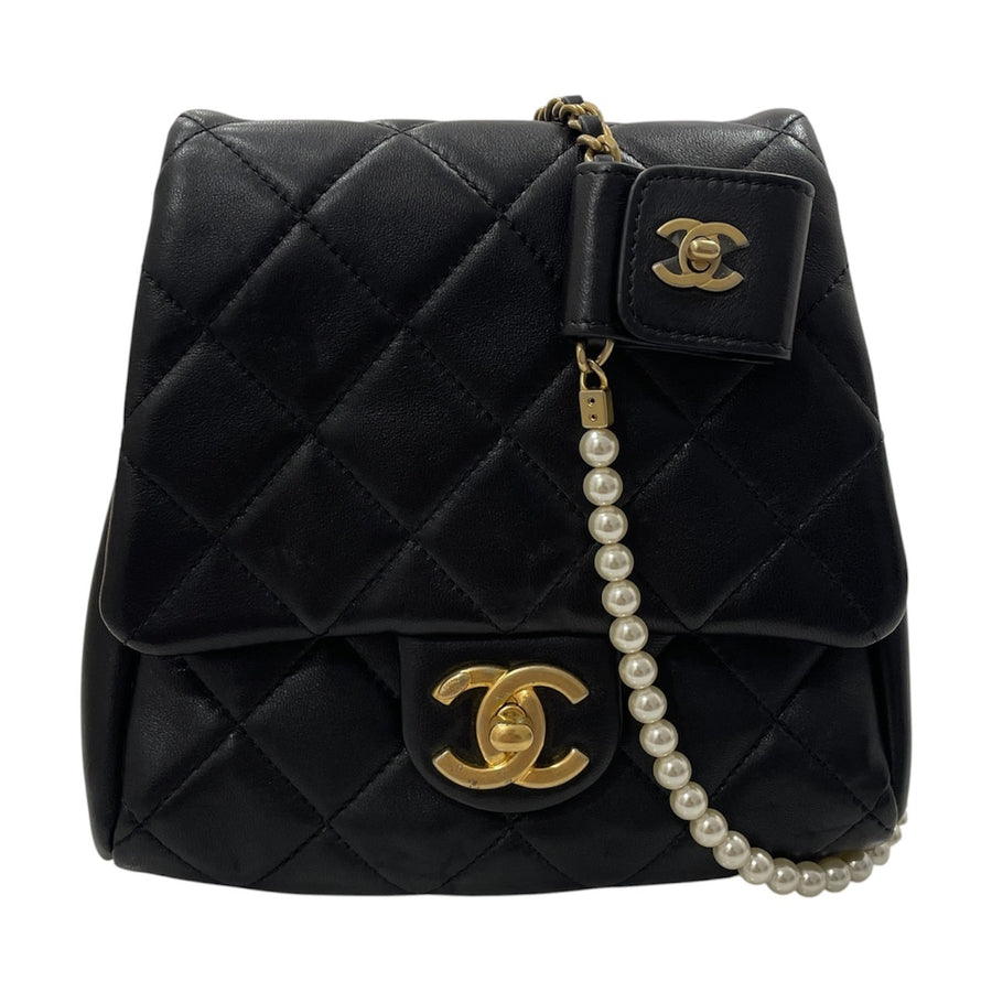 CHANEL 香奈兒 2019 SIDE-PACK 斜背包 羊皮 黑色 金釦 *僅單個