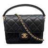 CHANEL 香奈兒 AS5165 24K系列手提口蓋包 荔枝牛皮 黑色 金釦