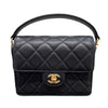 CHANEL 香奈兒 AS5165 24K系列手提口蓋包 荔枝牛皮 黑色 金釦