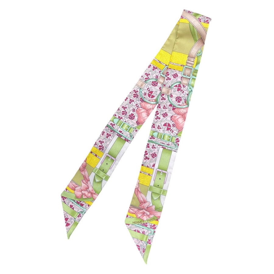 HERMES 愛馬仕 GRAND MANÈGE FLEURI TWILLY 絲巾 絲綢 粉色系