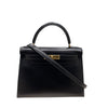 HERMES 愛馬仕 KELLY 28 凱莉包 BOX皮 外縫 黑色 金釦
