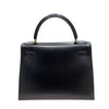 HERMES 愛馬仕 KELLY 28 凱莉包 BOX皮 外縫 黑色 金釦