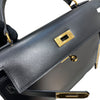 HERMES 愛馬仕 KELLY 28 凱莉包 BOX皮 外縫 黑色 金釦