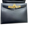 HERMES 愛馬仕 KELLY 28 凱莉包 BOX皮 外縫 黑色 金釦