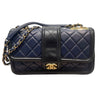 CHANEL 香奈兒 ELEGANT CC 肩背包 羊皮 深藍色 金釦
