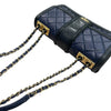 CHANEL 香奈兒 ELEGANT CC 肩背包 羊皮 深藍色 金釦
