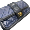 CHANEL 香奈兒 ELEGANT CC 肩背包 羊皮 深藍色 金釦