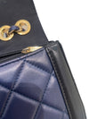 CHANEL 香奈兒 ELEGANT CC 肩背包 羊皮 深藍色 金釦