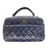 CHANEL 香奈兒 TRENDY CC 菱格紋羊皮保齡球包 小羊皮  海軍藍  銀扣