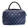 CHANEL 香奈兒 TRENDY CC 菱格紋羊皮保齡球包 小羊皮  海軍藍  銀扣