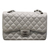 CHANEL 香奈兒 MATELASSE 30 菱格紋經典雙蓋口肩背包 荔枝牛皮 銀色 銀扣