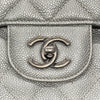 CHANEL 香奈兒 MATELASSE 30 菱格紋經典雙蓋口肩背包 荔枝牛皮 銀色 銀扣