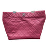 CHANEL 香奈兒  MATELASSÉ CHAIN TOTE 經典菱格紋鏈條托特包 桃紅色 小牛皮 銀扣