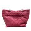 CHANEL 香奈兒  MATELASSÉ CHAIN TOTE 經典菱格紋鏈條托特包 桃紅色 小牛皮 銀扣
