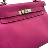 HERMES 愛馬仕 KELLY 28 內縫 手提包 TOGO 桃紅色 銀扣