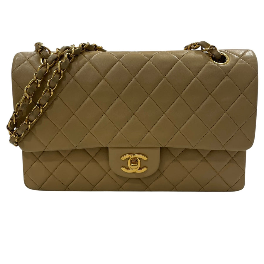 CHANEL 香奈兒 MATELASSE CF25 肩背包 羊皮 奶茶色 金釦