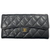 CHANEL 香奈兒 MATELASSE 長夾 羊皮 黑色 金釦