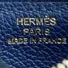 HERMÈS 愛馬仕 U刻 ROULIS SLIM 豬鼻子短夾 牛皮 深藍色 銀釦
