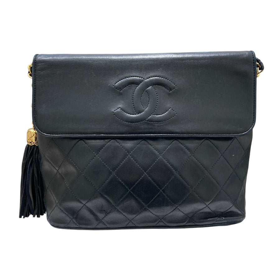 CHANEL 香奈兒 肩背包 VINTAGE 羊皮 黑色 金釦