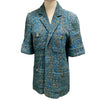 CHANEL 香奈兒 2017 年春夏系列 LOOK 23 SHORT SLEEVE TWEED JACKET  多色粗花呢短袖外套 藍色