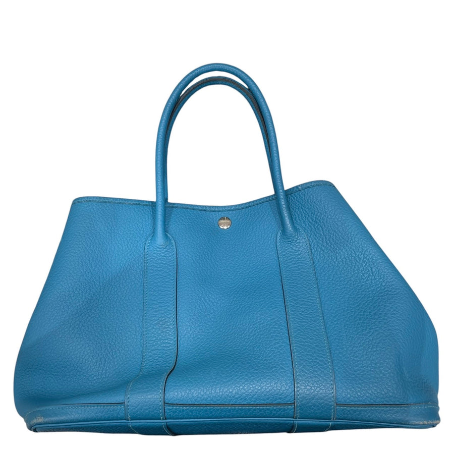 HERMES 愛馬仕 GERDEN PARTY 36 花園包 TOGO 藍色系 銀釦