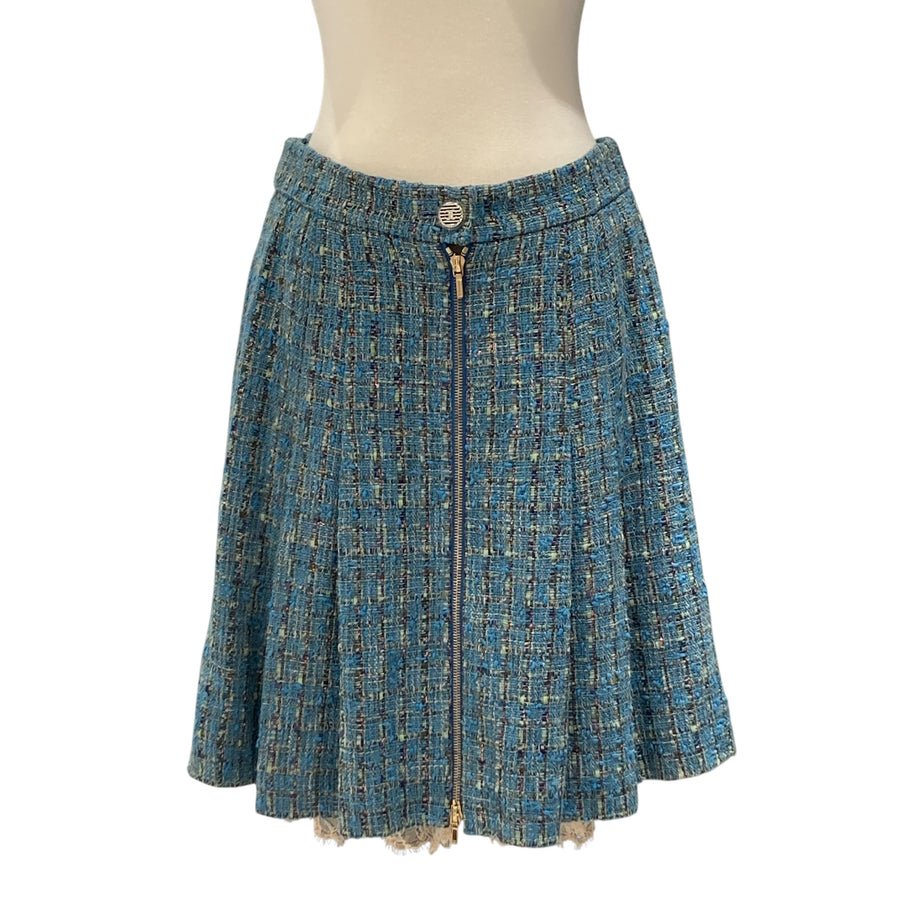 CHANEL 香奈兒 2017 春夏系列 SPRING SUMMER 2017 COLLECTION PLEATED SKIRT 粗呢普里切褶皺裙 藍色