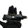 CHANEL 香奈兒 CLASSIC BOW CHAIN BELT BAG 蝴蝶結黑金皮鏈迷你卡片包 小羊皮 黑色 淺金釦