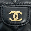 CHANEL 香奈兒 前釦式翻蓋長夾 羊皮 黑色 淺金釦