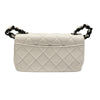 CHANEL 香奈兒  AS2302 CHAIN WITH FLAP BAG 20 熊貓翻蓋包 荔枝牛皮 白色 黑釦