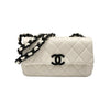 CHANEL 香奈兒  AS2302 CHAIN WITH FLAP BAG 20 熊貓翻蓋包 荔枝牛皮 白色 黑釦