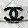 CHANEL 香奈兒  AS2302 CHAIN WITH FLAP BAG 20 熊貓翻蓋包 荔枝牛皮 白色 黑釦