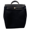 HERMES 愛馬仕 HERBAG 31 兩用後背包 帆布/皮革 黑色 銀扣