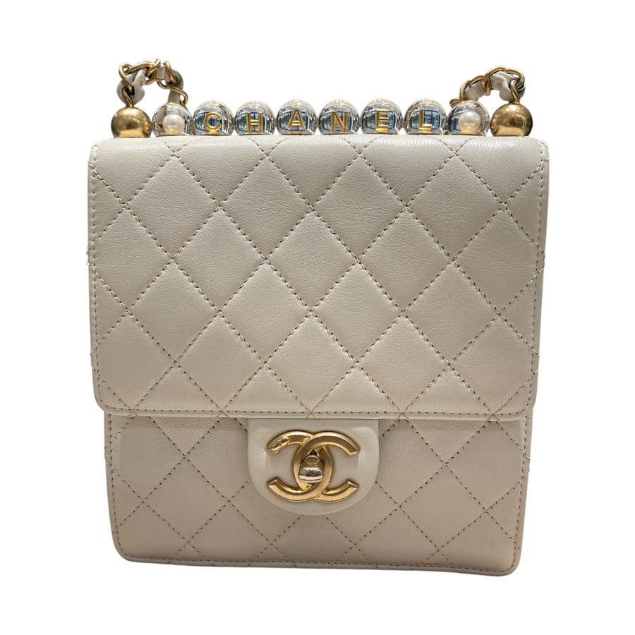 CHANEL 香奈兒 白色方形側背包